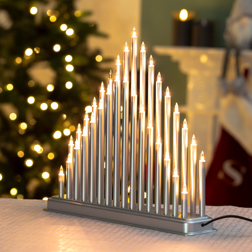 The Christmas Workshop Silver 33 White Fairy Light Candle Bridge Light Image 4