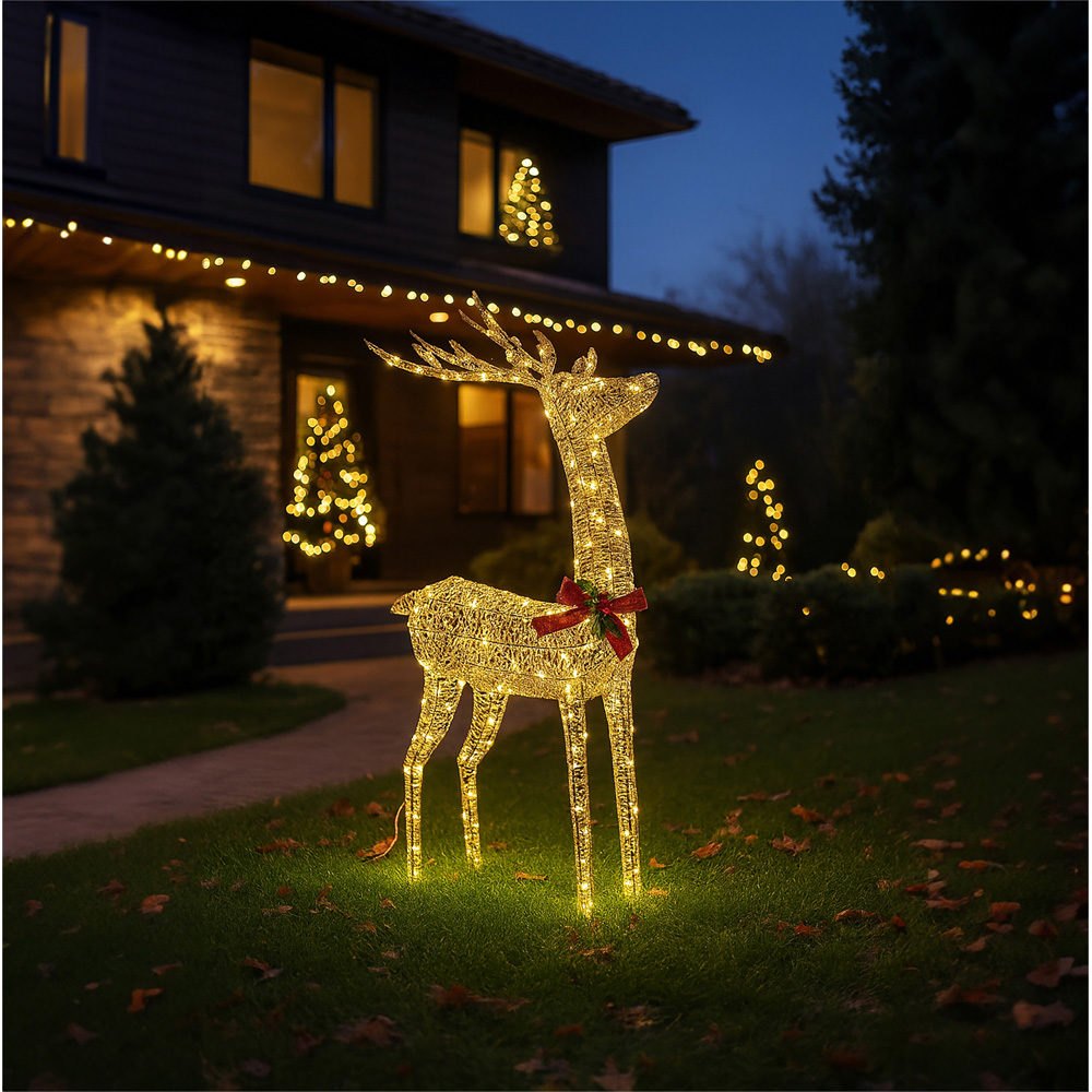 Xmas Haus Gold 450 Warm White LED Head Up Deer Christmas Decoration 4ft Image 2