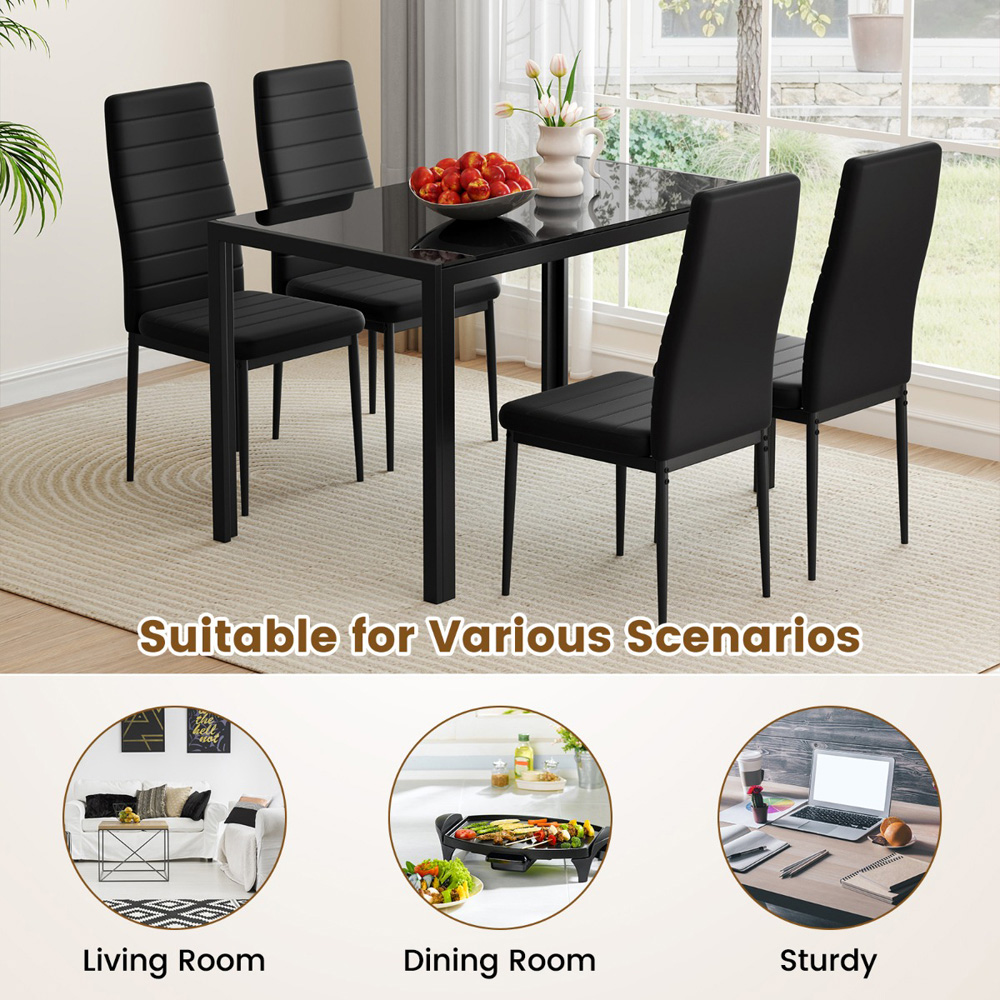 Costway 4 Seater Dining Table Set Black Image 8