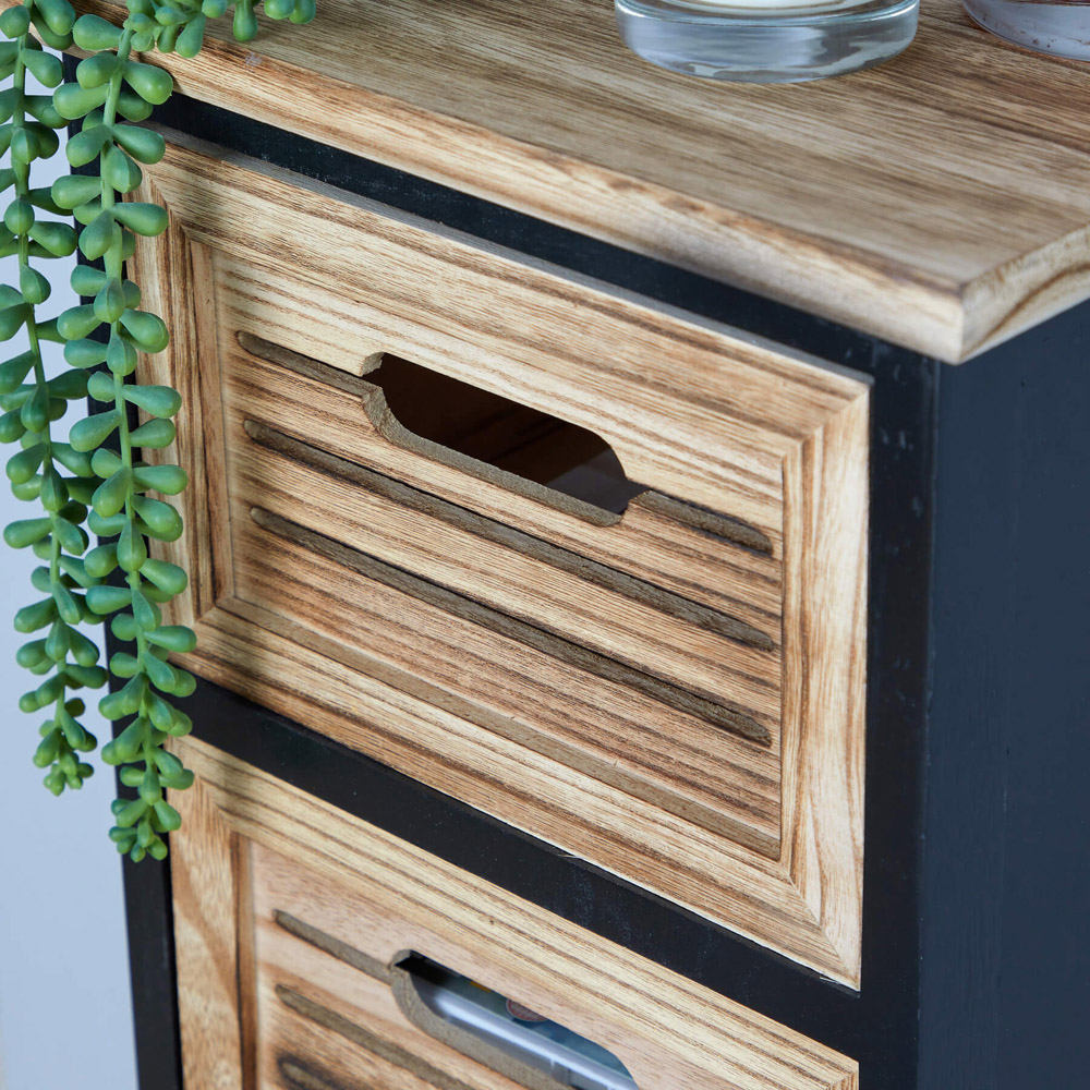 Home Source Mostyn 4 Drawer Black and Oak Chest of Drawers Image 3