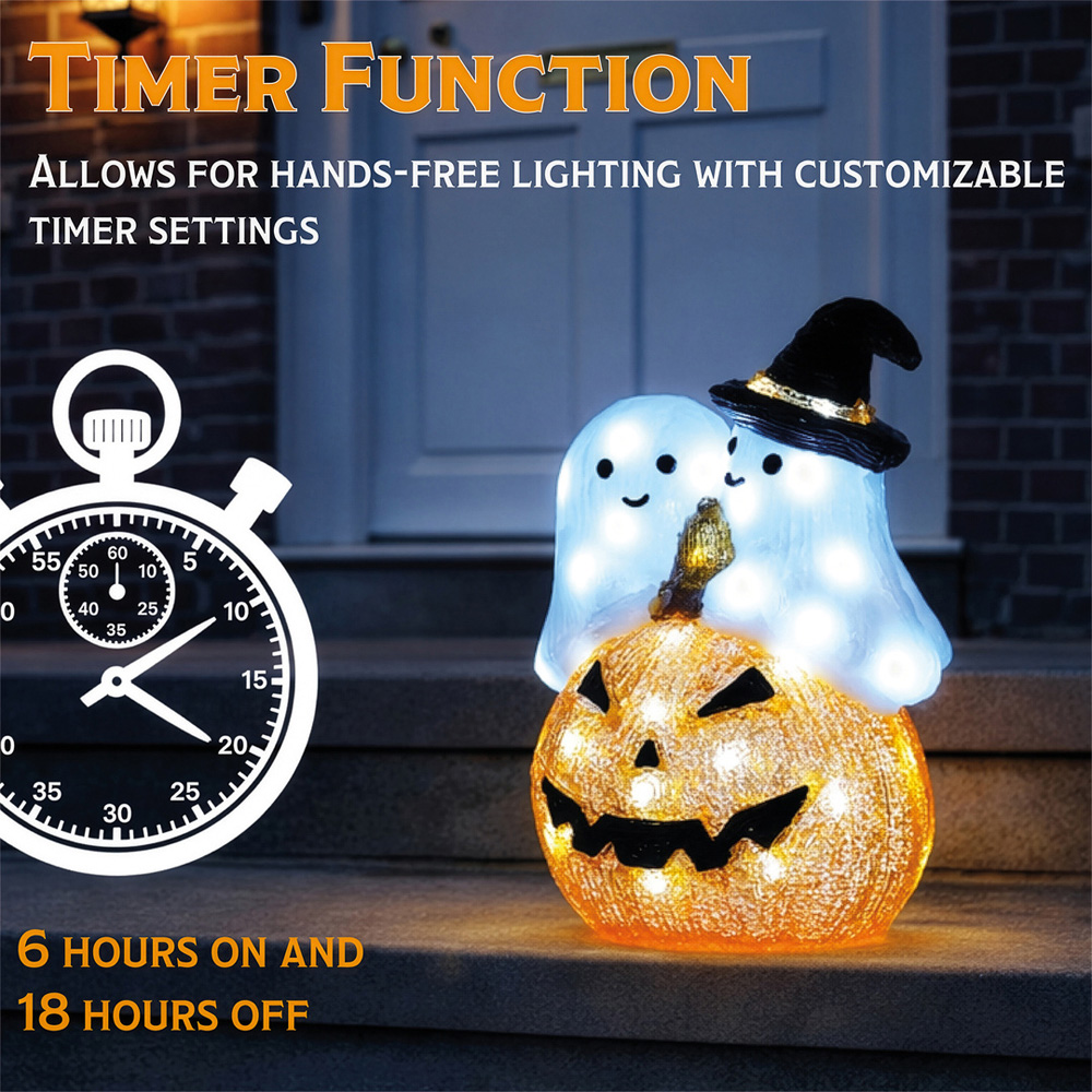 FXLab 50 White LED Pumpkin and Ghost Halloween Decoration 26 x 15.5 x 35cm Image 7