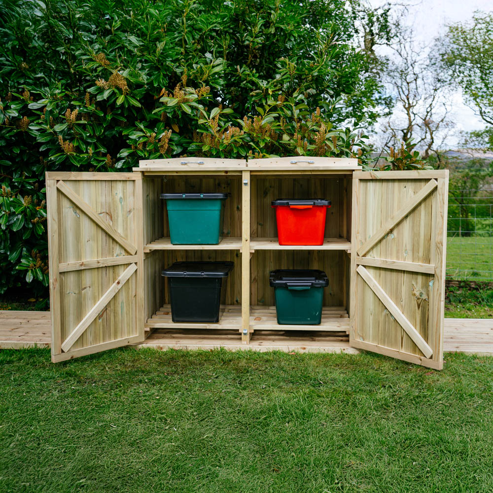 The Garden Village Shireburn 4 Recycle Box Storage Shed Image 8