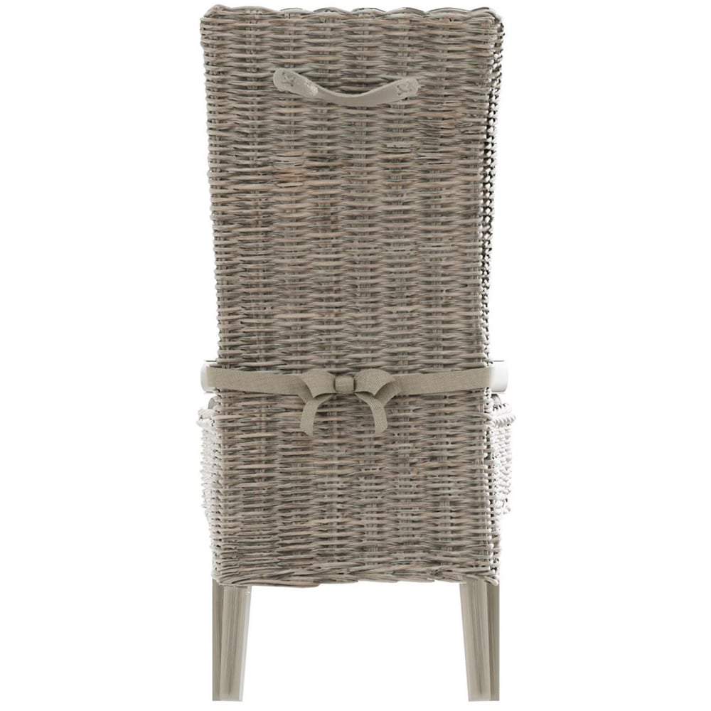 FWStyle Maya Set of 2 Grey Wash Kubu Rattan Solid Pine Handmade Dining Chairs Image 4