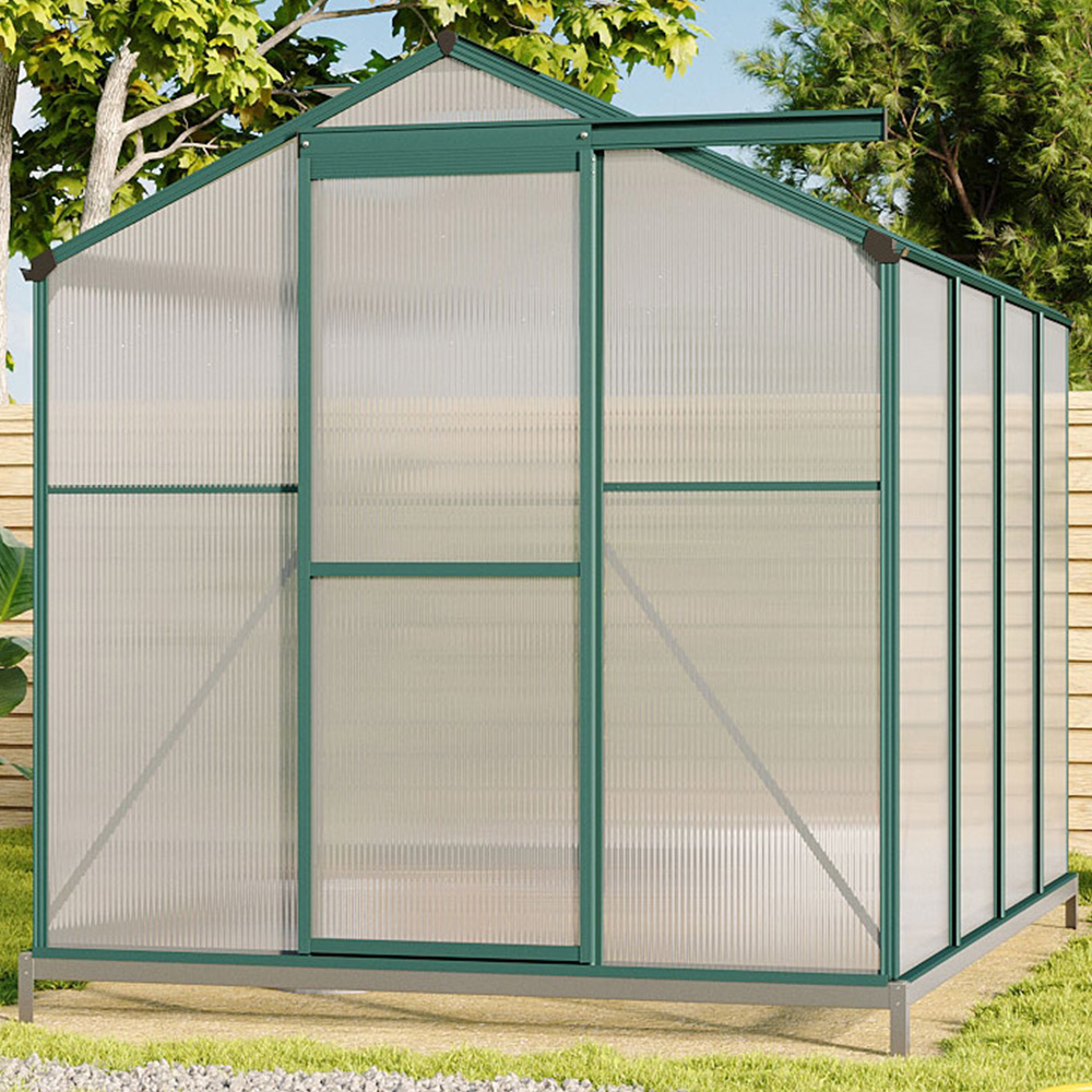 Living and Home Aluminium Frame 6 x 8ft Greenhouse with Base Image 6