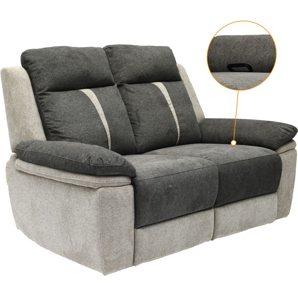 Comfy Living 2 Seater Grey Manual Recliner Sofa Image 4