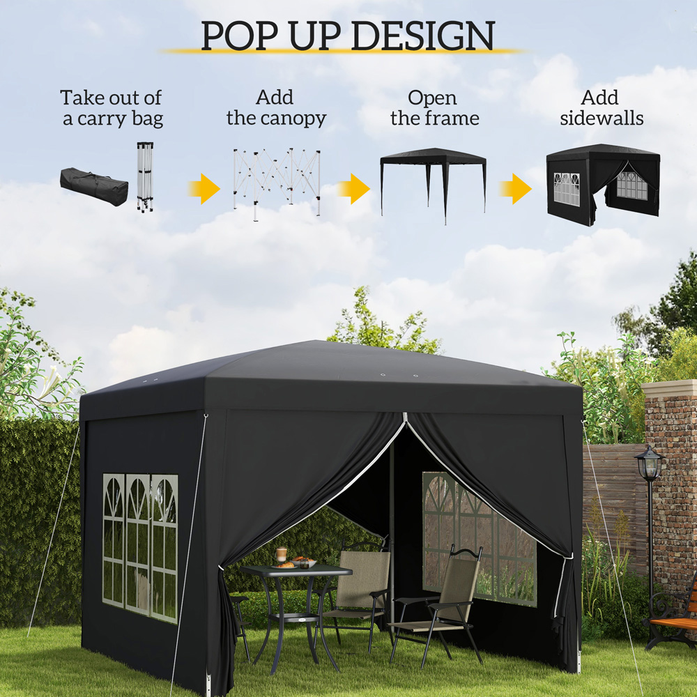 Outsunny 3 x 3m Black Pop Up Gazebo Party Tent Image 5