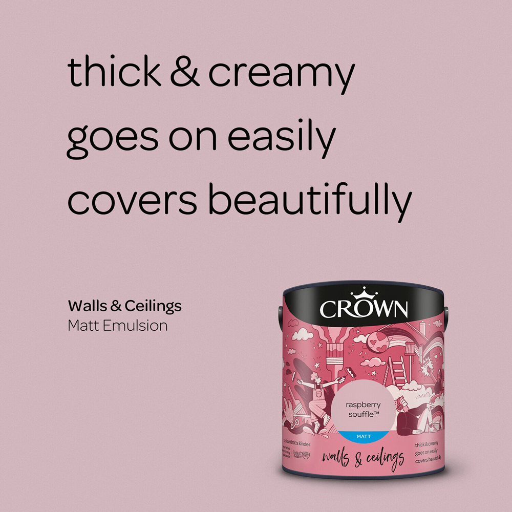 Crown Walls & Ceilings Raspberry Souffle Matt Emulsion Paint 2.5L Image 8