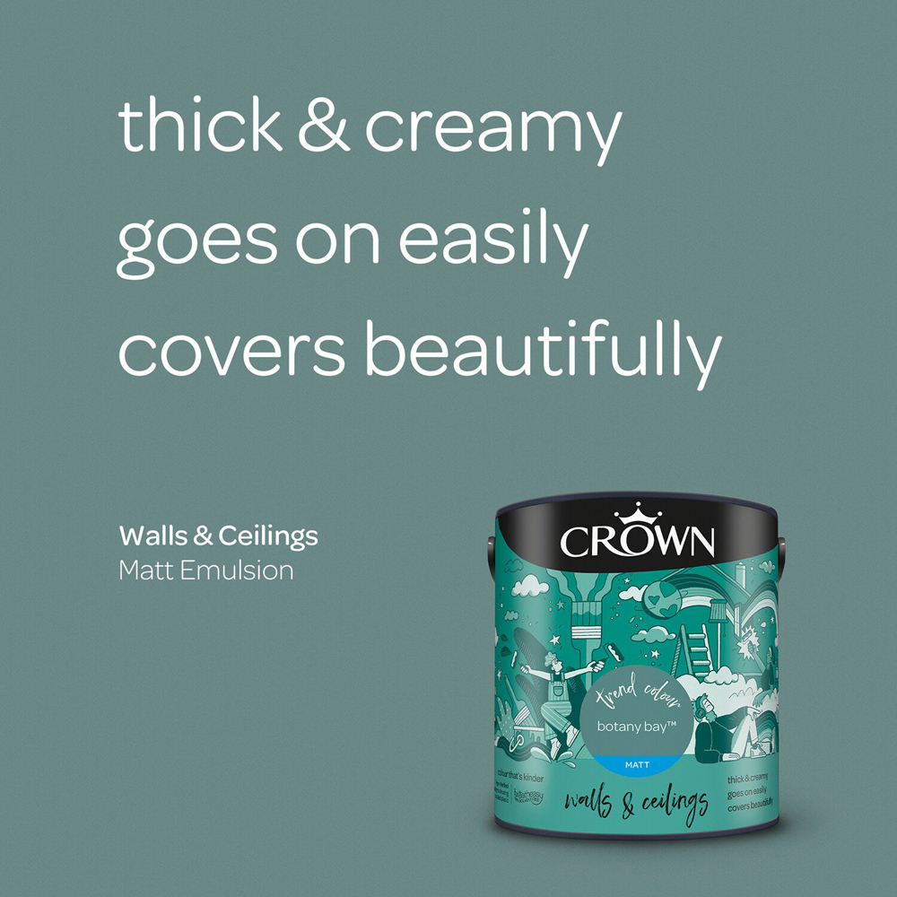 Crown Walls & Ceilings Botany Bay Matt Emulsion Paint 2.5L Image 9