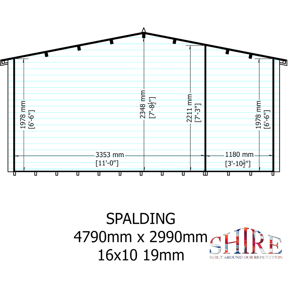 Shire Bourne 16 x 10ft Apex Garden Log Cabin Image 9