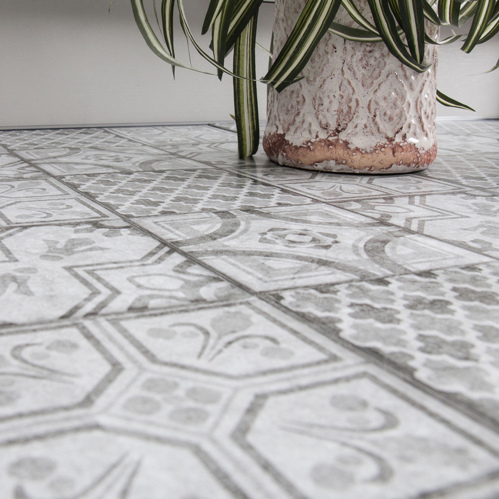d-c-fix Moroccan Grey Sticky Back Vinyl Floor Tile 33 Pack Image 3