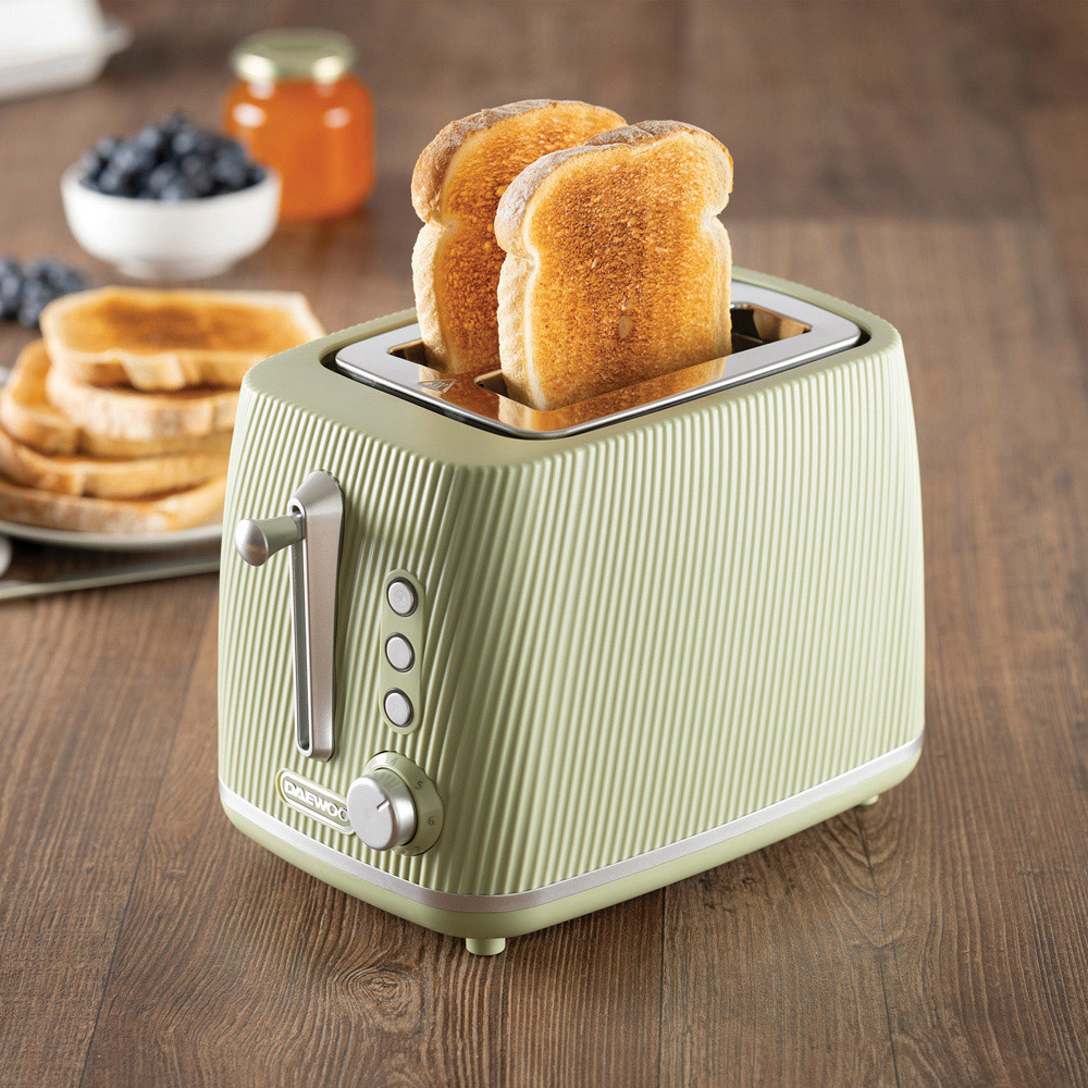 Daewoo SDA2777 Cascade Sage Textured 2 Slice Toaster Image 3
