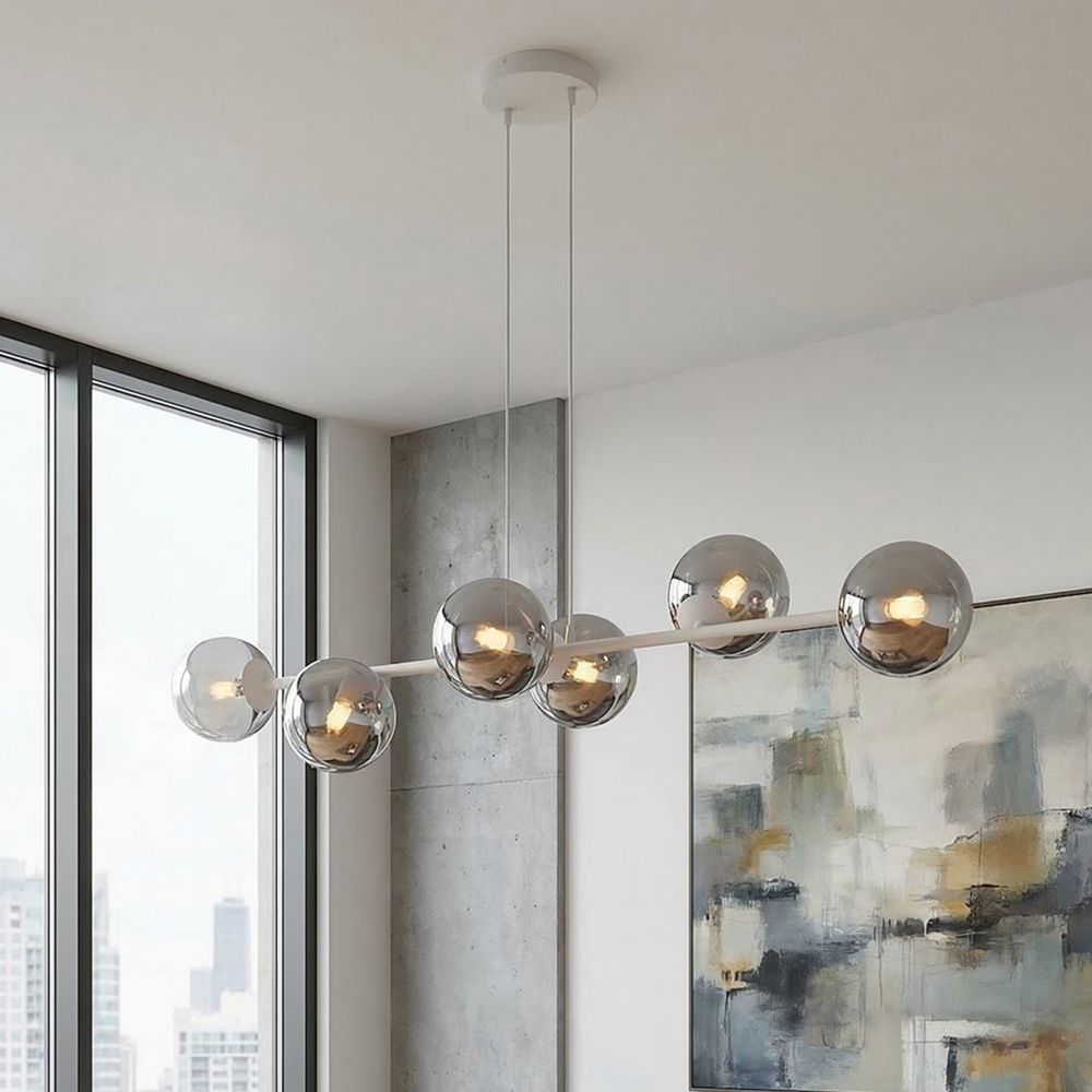 Emibig Magnus 6 Light Grey and Graphite E14 Ceiling Pendant Light Image 2