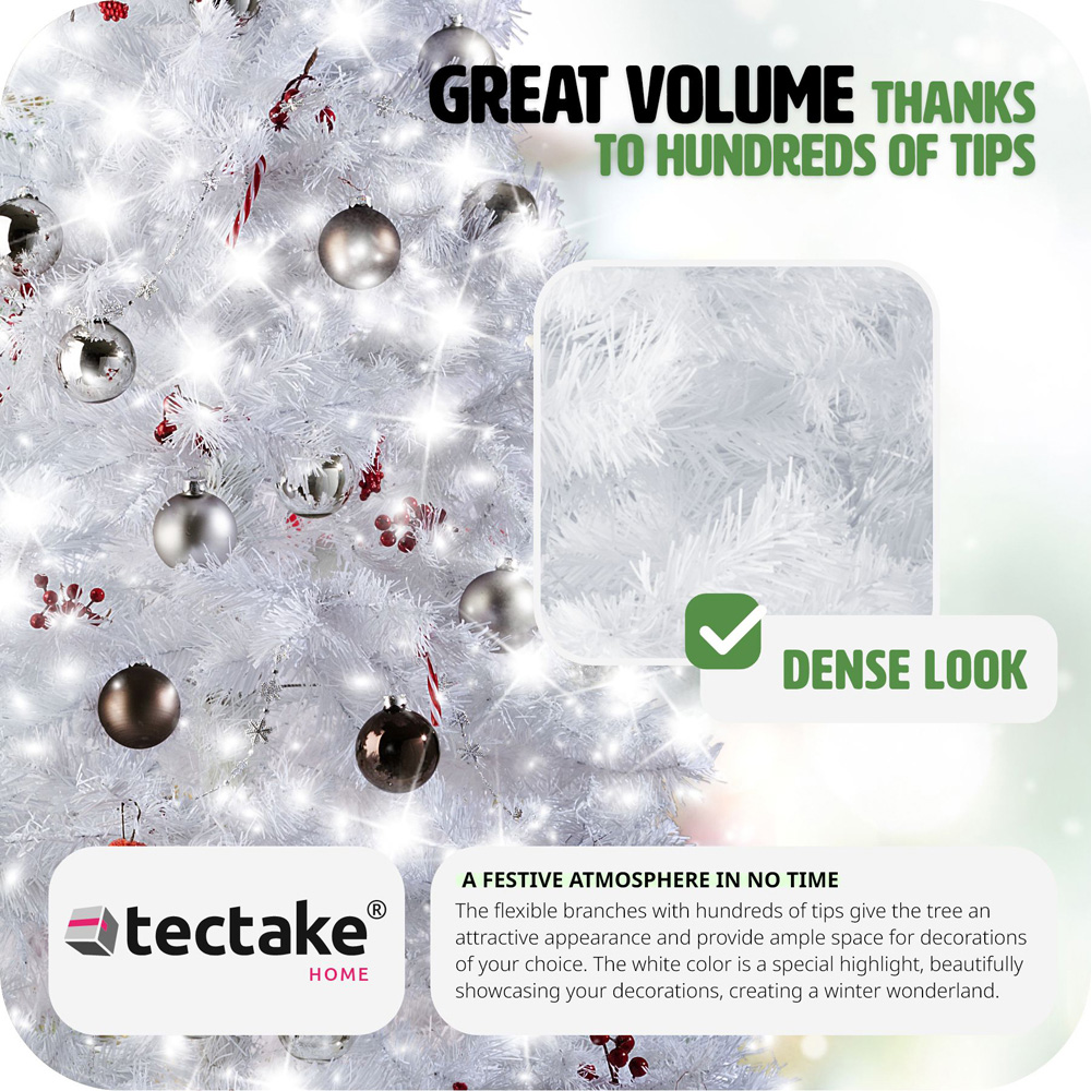 tectake White Artificial Christmas Tree with Stand 5.9ft Image 5