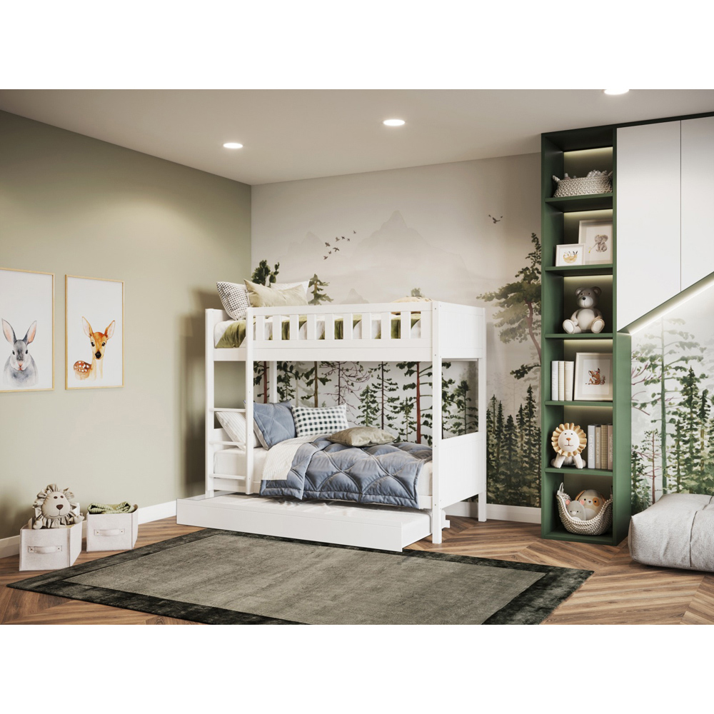 Flair Bea 2 Sleeper White Shorty Bunk Bed with Trundle Image 4