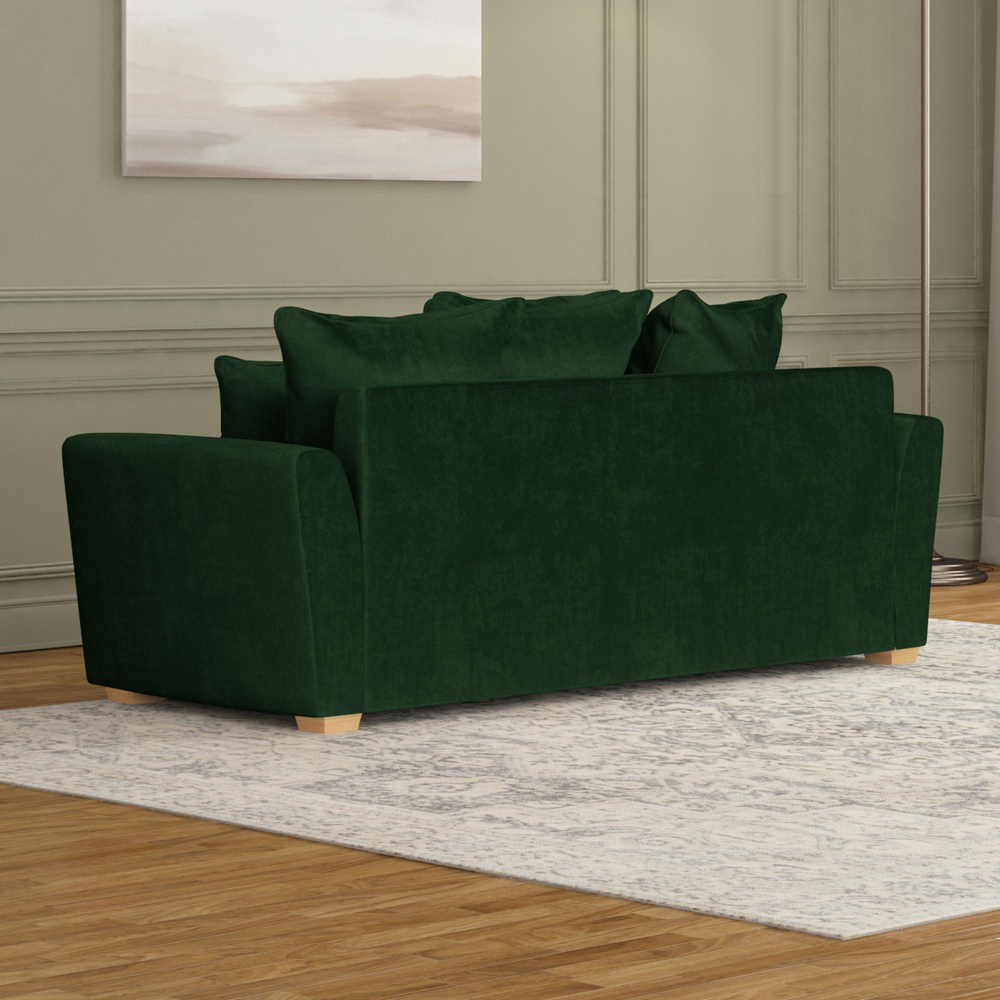 Wendleberry 3 Seater Forest Green Plush Velvet Scatter Back Sofa Image 6