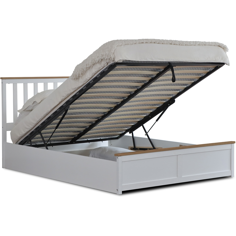 Comfy Living Double White Gas Lift Ottoman Bed Image 3