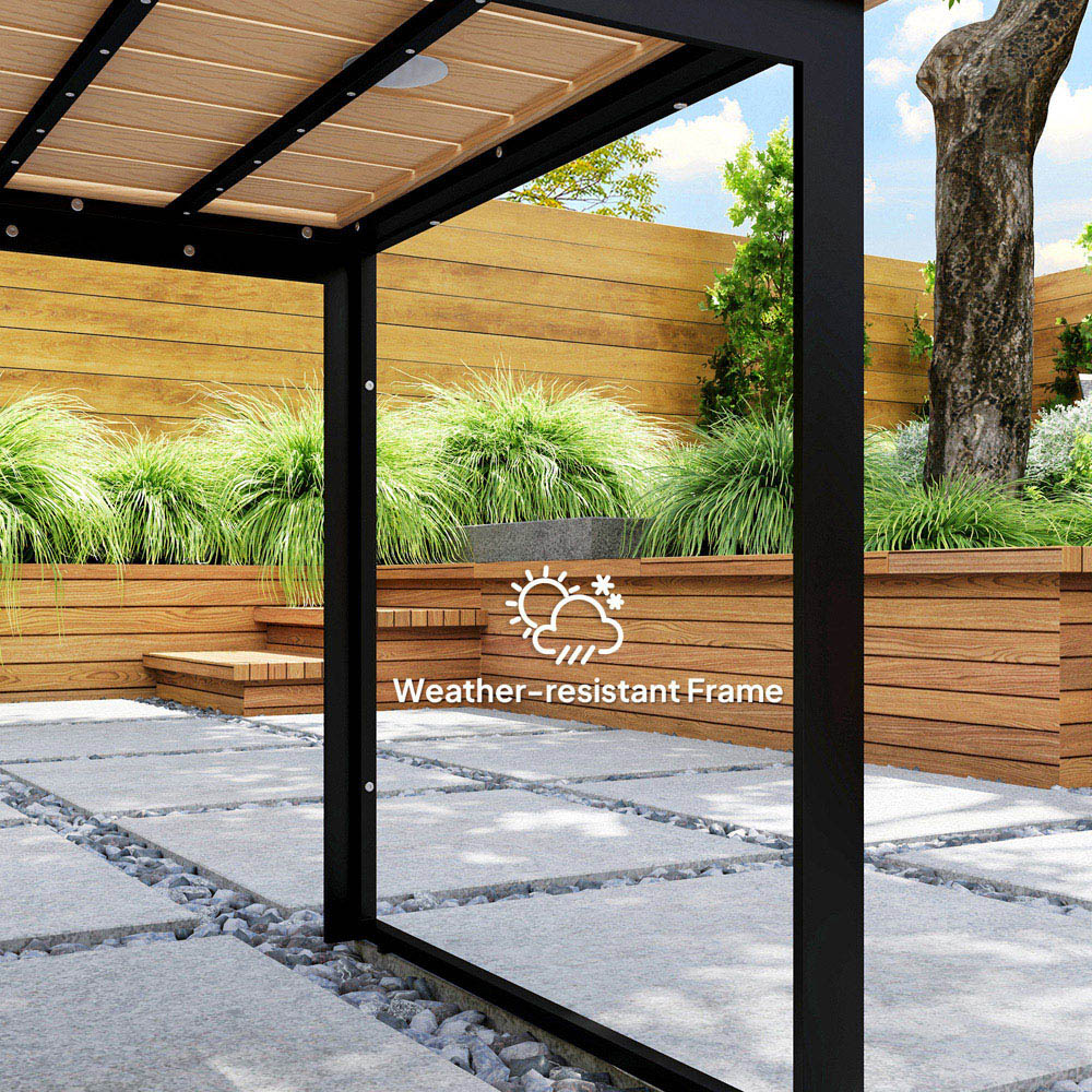 Outsunny 6 Seater Slate Top Teak Garden Table Image 6