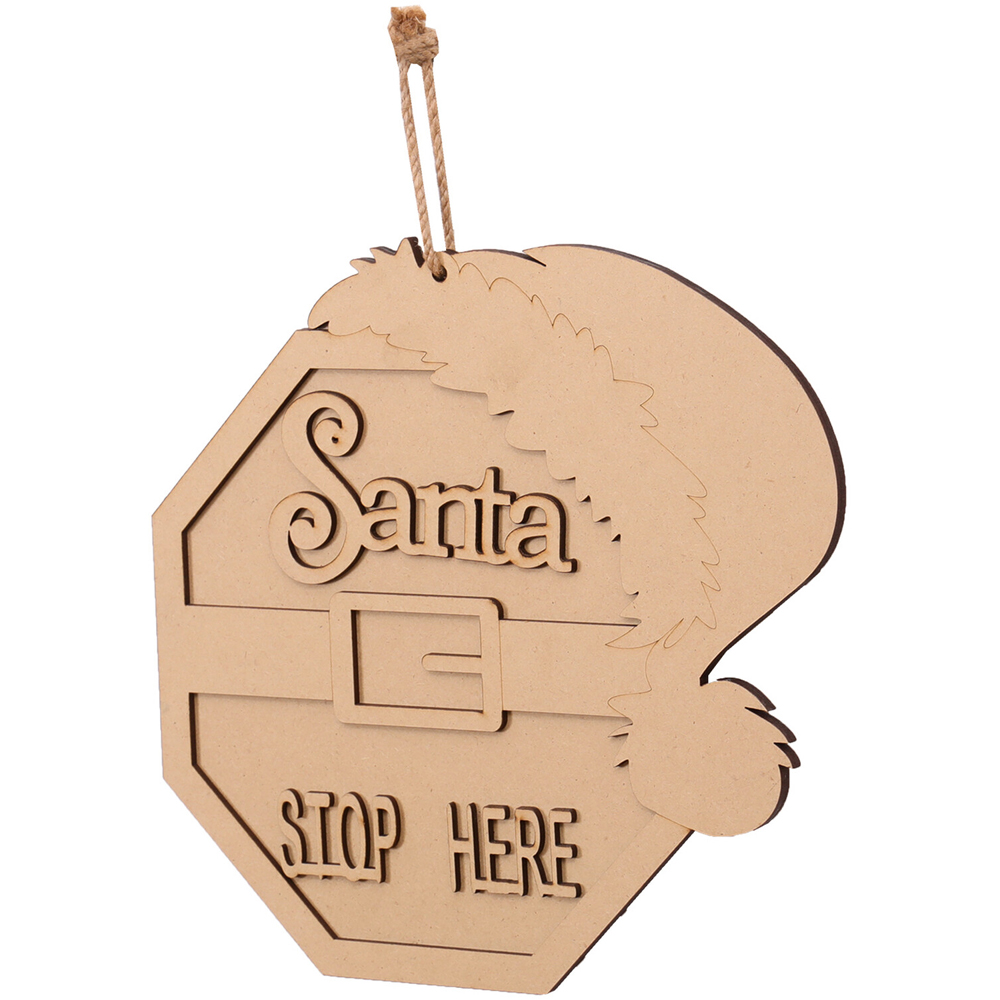Santa Stop Here Christmas Sign - Brown Image 2