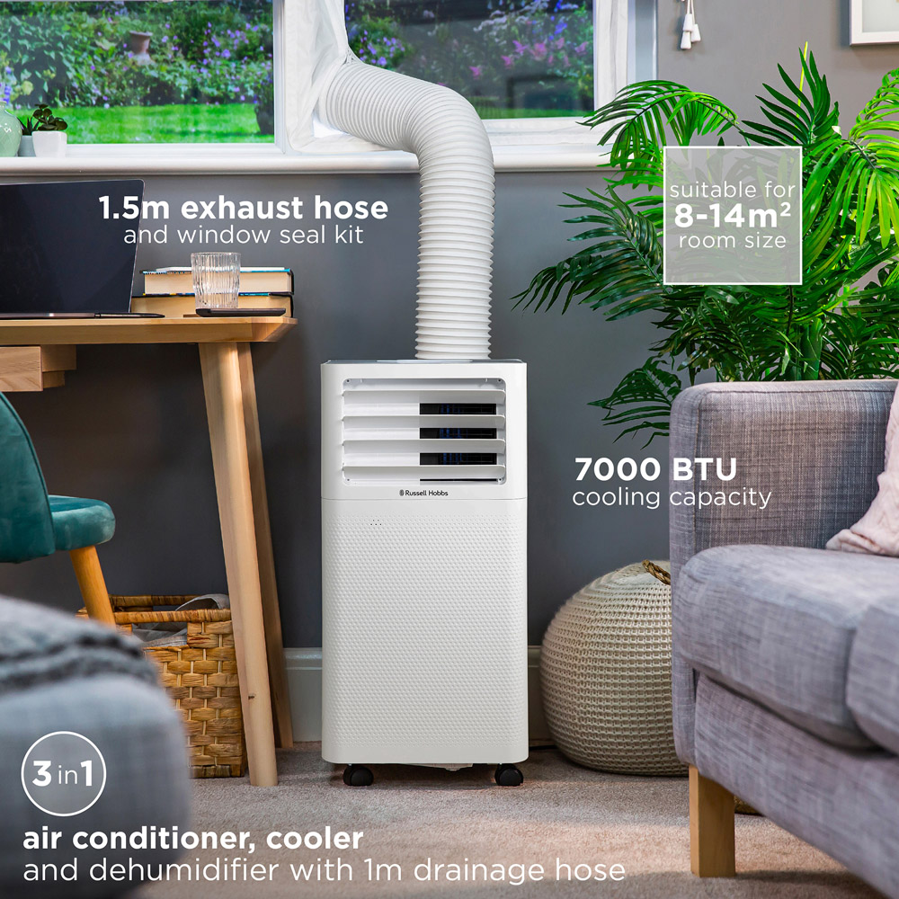 Russell Hobbs 3-in-1 White Portable Air Conditioner Dehumidifier and Air Cooler with Remote Image 3