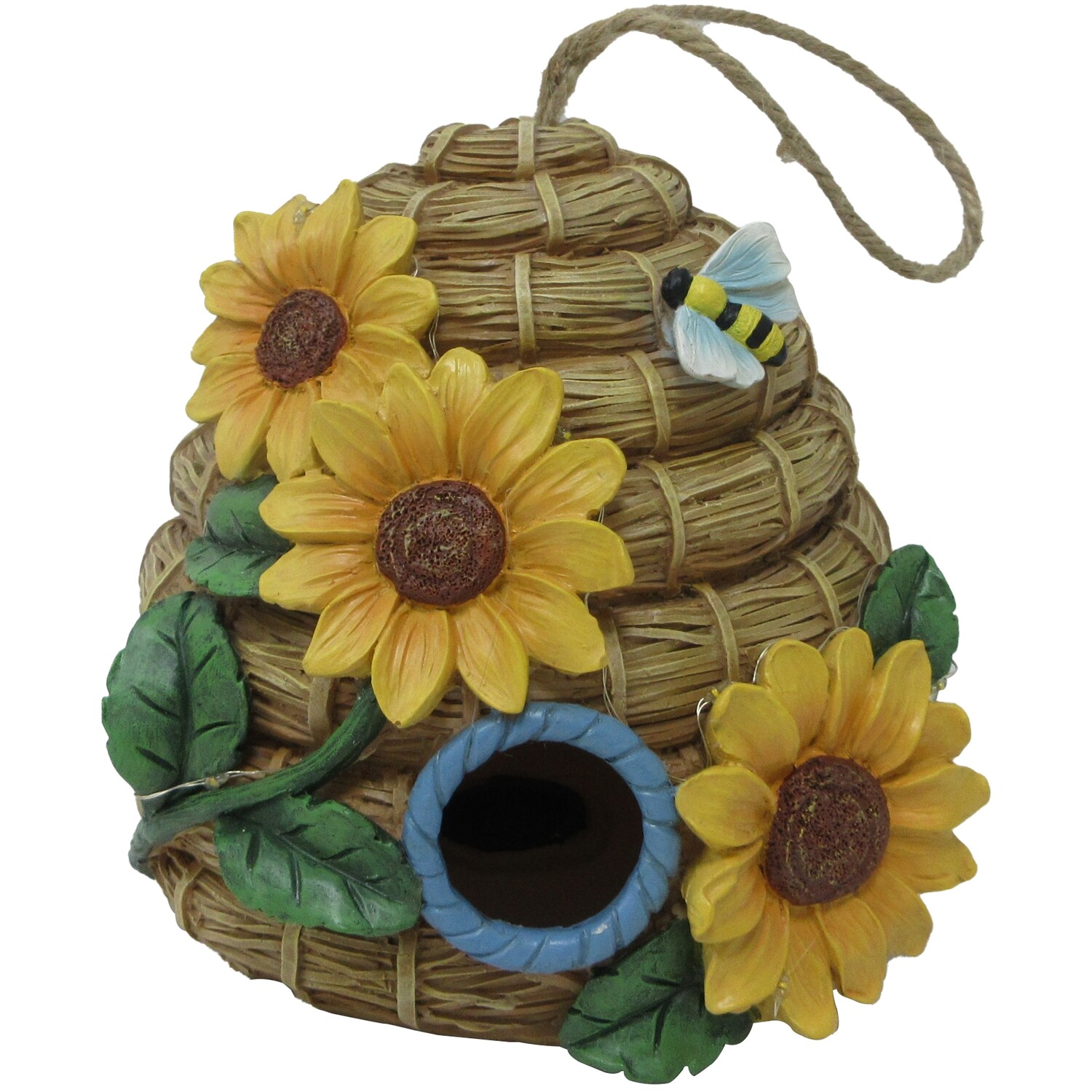 Solar Bee Hive Decorative Nester Yellow Ornament Light Image 1