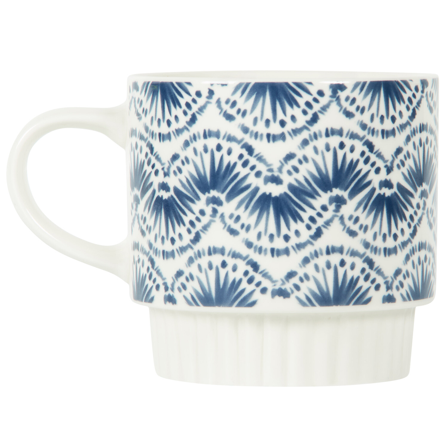 Pack of 4 Blue Pattern Stacking Mugs - Blue Image 3