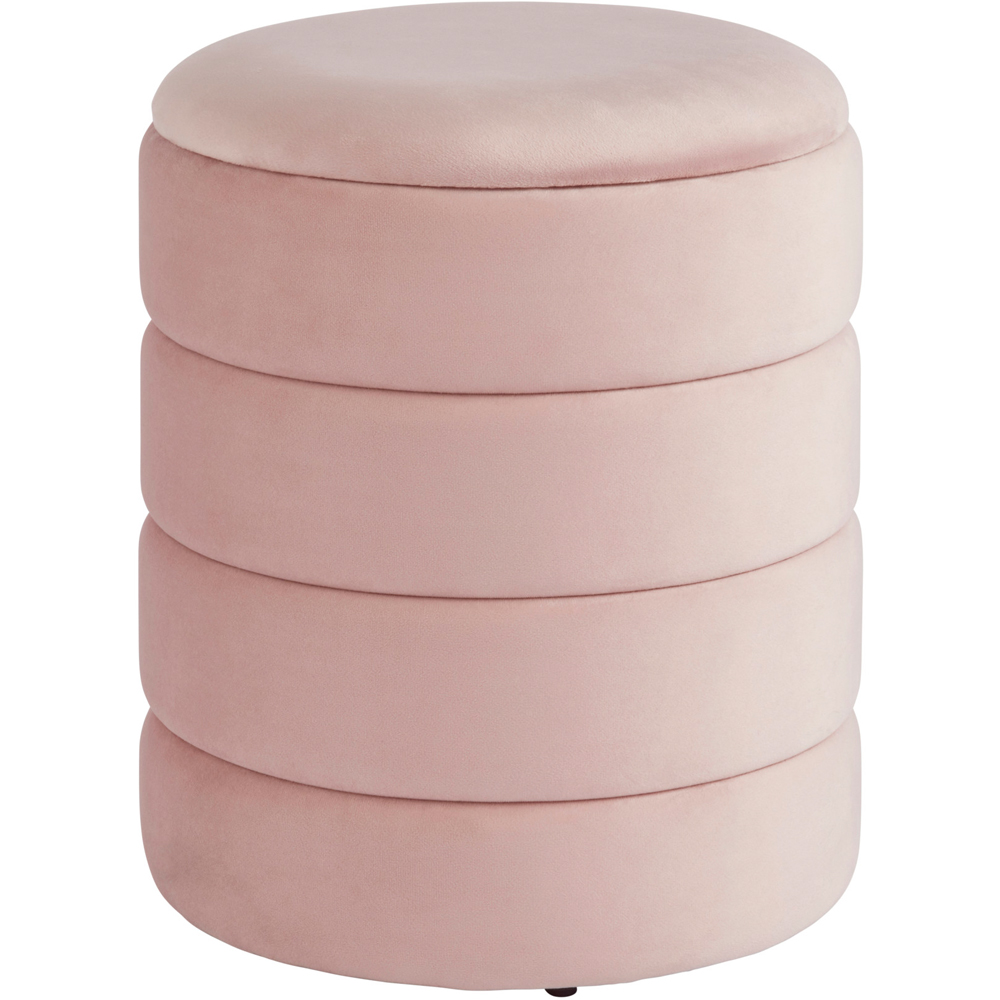 GFW Klara Blush Pink Soft Velvet Storage Stool Image 2
