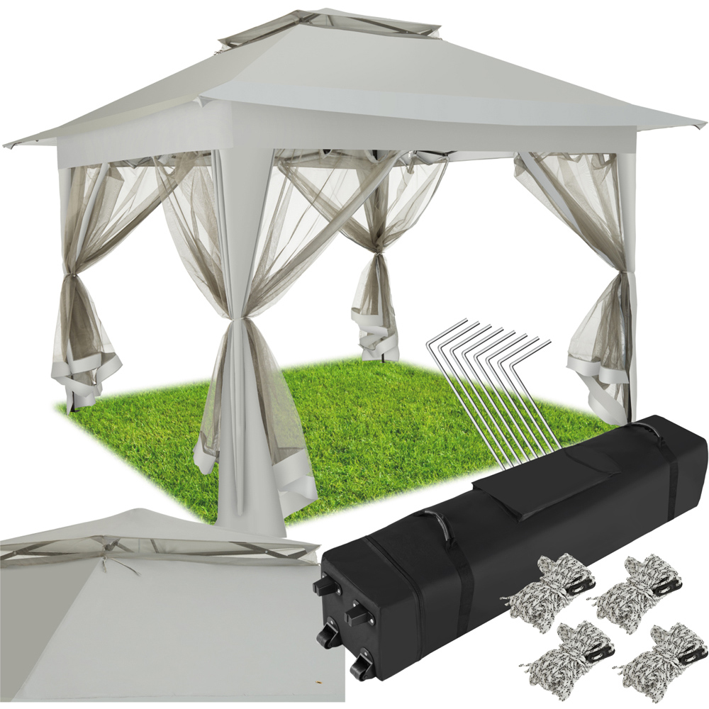 tectake Carabobo 3.64 x 3.64m Grey 4 Side Panel Gazebo Image 2