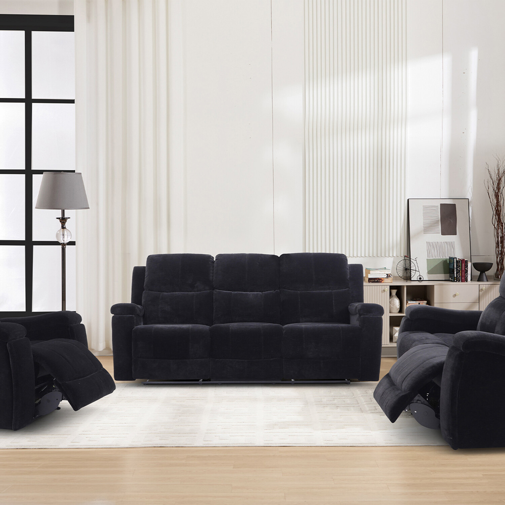 Ledbury 2 Seater Recliner Sofa Black Image 7