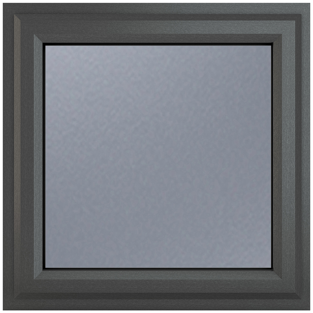 Crystal uPVC Double Glazed Window Top Hung Opener Grey White Obscure Glass 610x610mm Image 1