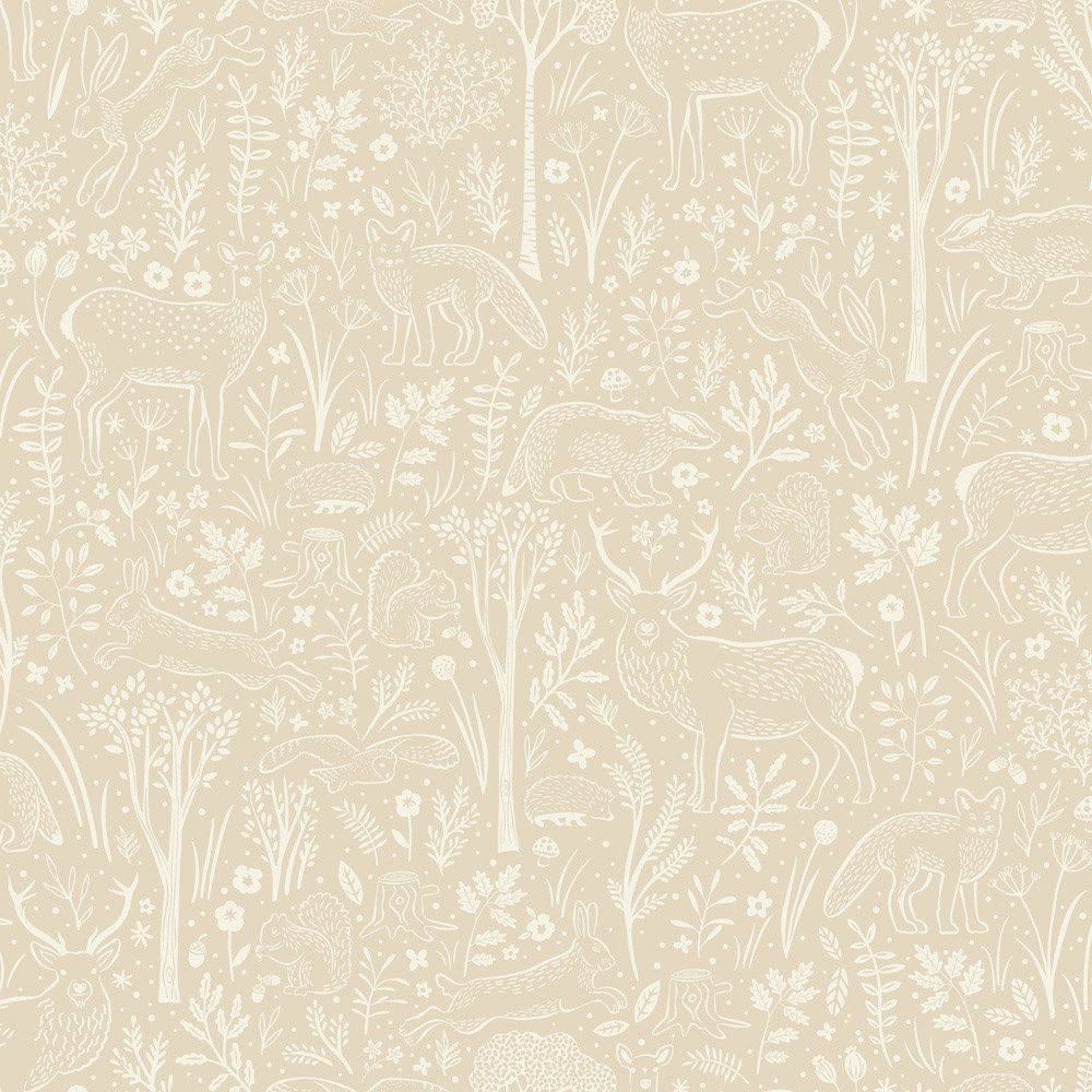 Grandeco Native Woodland Animals Neutral Wallpaper Image 3