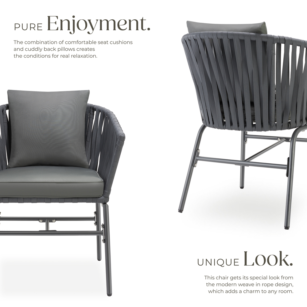 tectake Valeiras Set of 6 Woven Rope Design Accent Chair Image 3