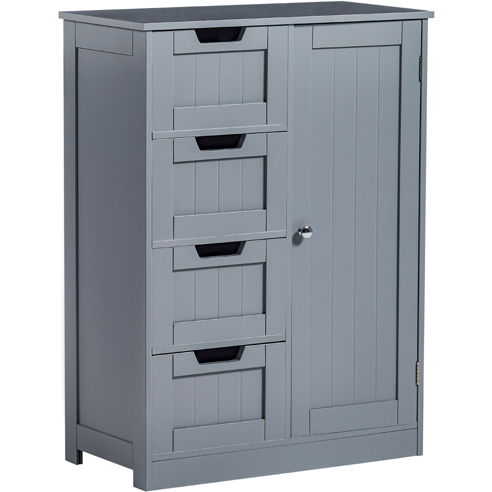 Bath Vida Priano Single Door 4 Drawer Grey Bathroom Cabinet Image 2