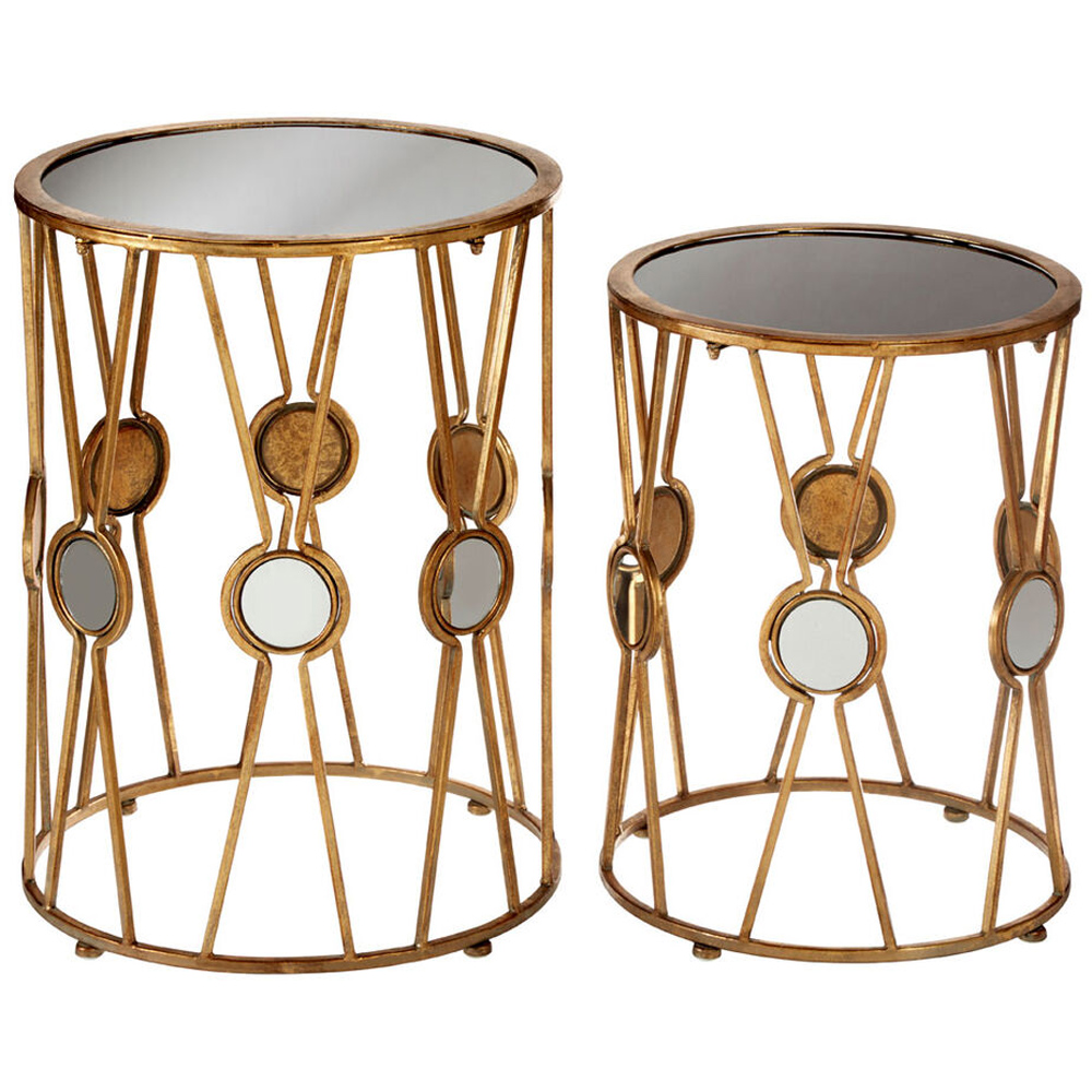 Premier Housewares Faiza Gold Finish Cross Design Round Table Set of 2 Image 2