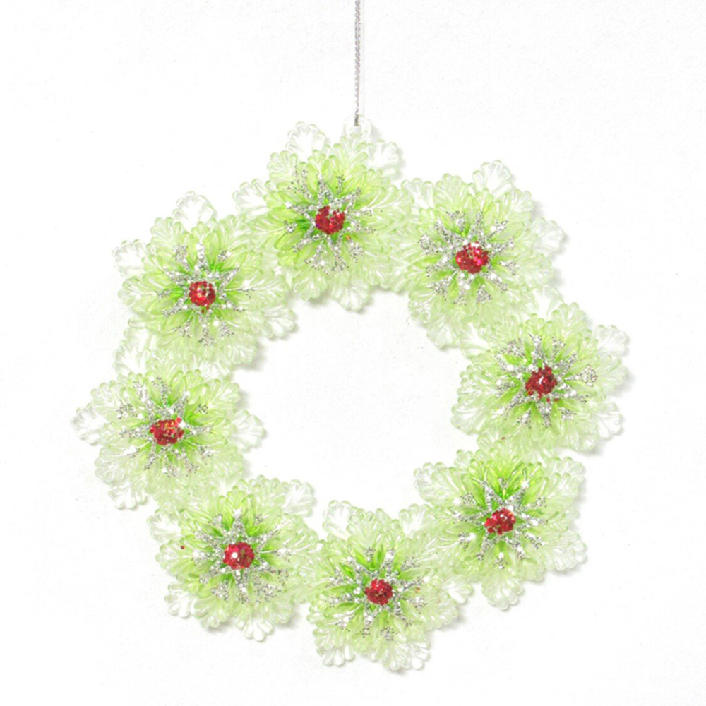 Glitter Wreath Hanging Decoration Green, Red and White Image 2
