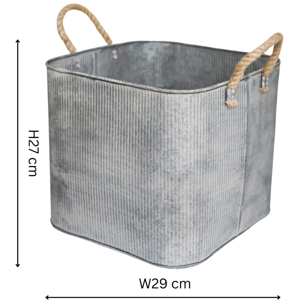 Ivyline Galvanised Rope Handle Square Planter 2 Pack Image 8