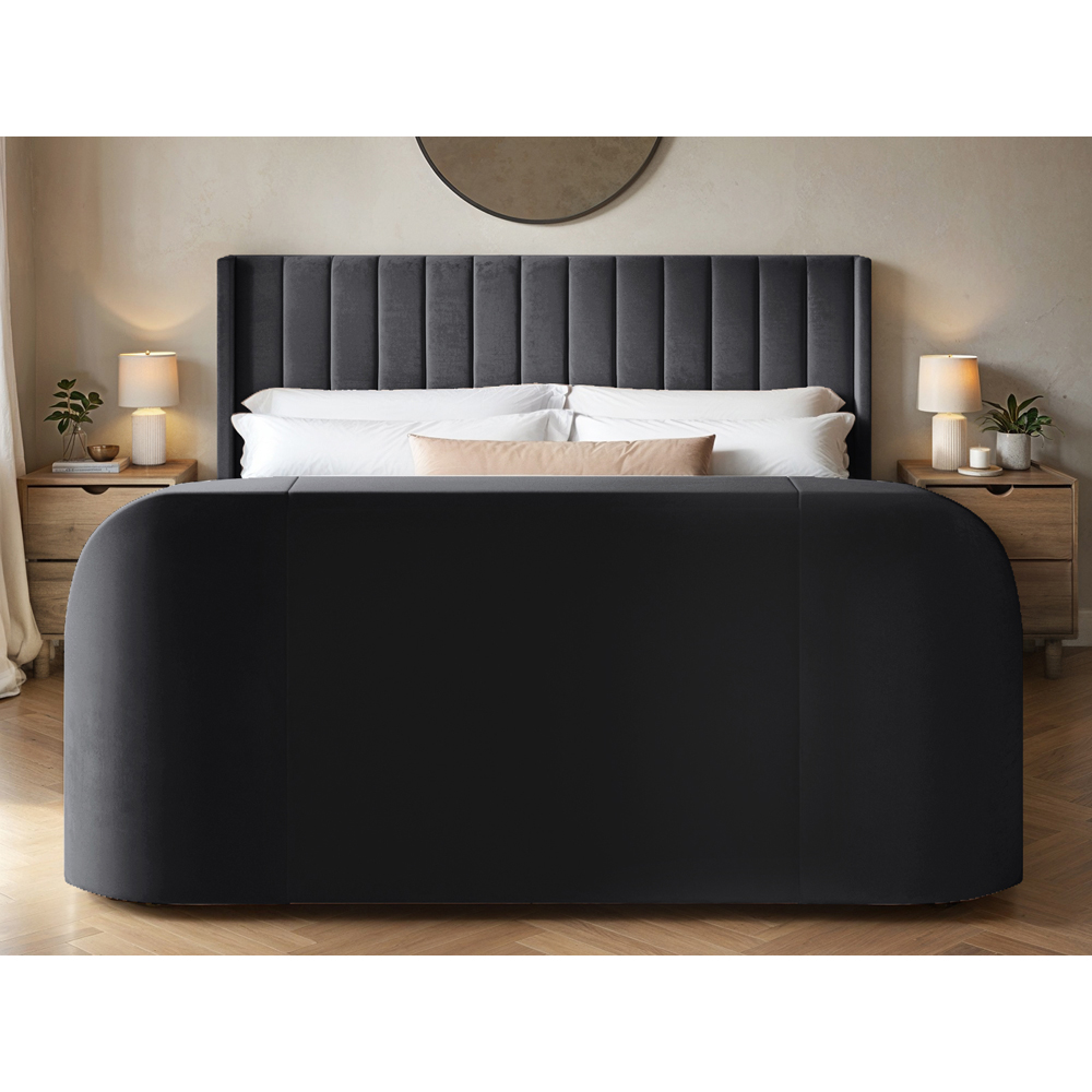 Flair Fallon Super King Size Grey Velvet TV Side Lift Ottoman Bed Image 4