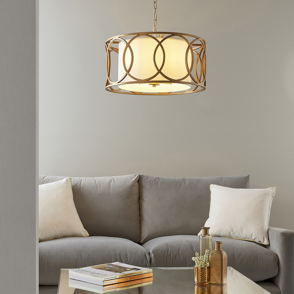 Merano Varese Brushed Gold Paint and White 4 Light Pendant Ceiling Light Image 2