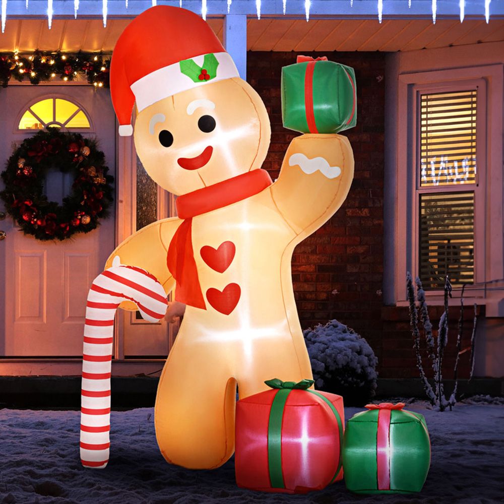 Everglow LED Inflatable Gingerbread Man with Candy Cane Christmas Decoration 8ft Image 1