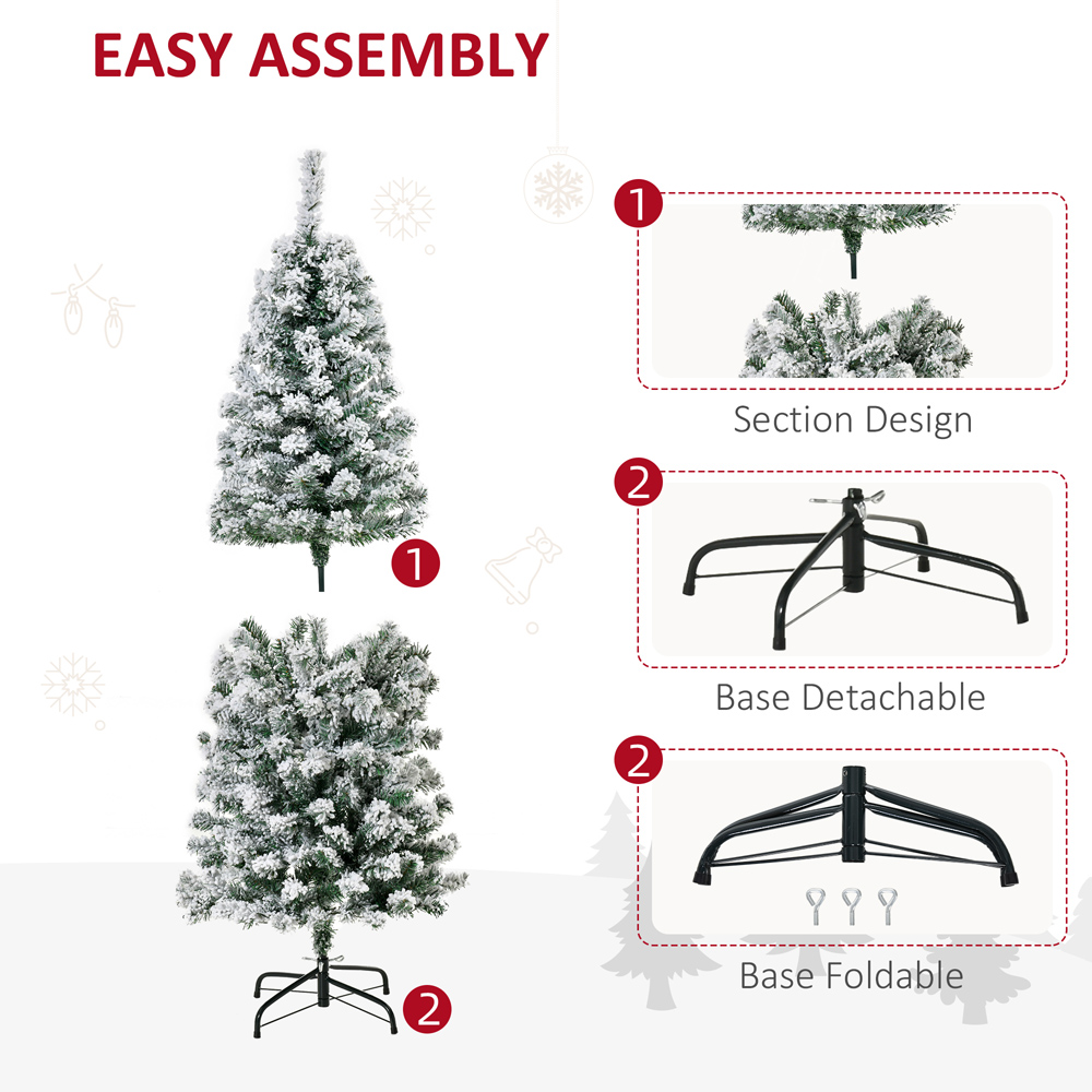 Everglow Warm LED Pre-Lit Snow Flocked Green Artificial Christmas Tree 5ft Image 6