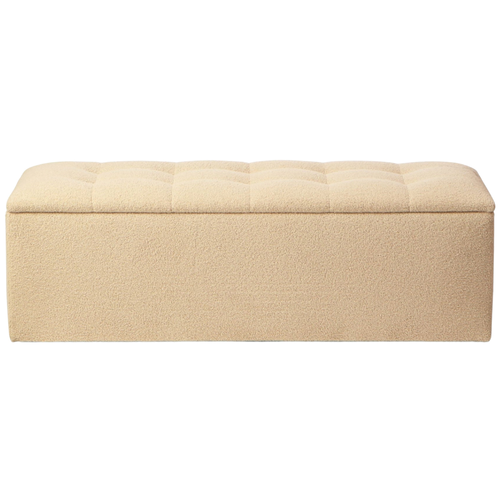 Desser Furniture Medium Rectangular Latte Boucle Fabric Storage Ottoman Image 2