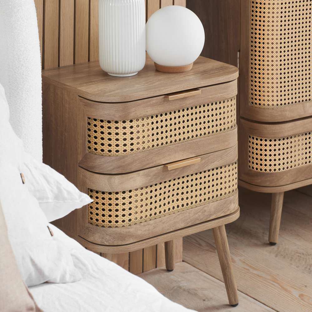 Birlea Noah 2 Door Rattan Effect Bedside Table Image 7