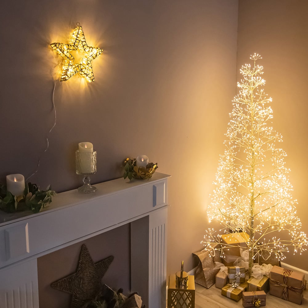 The Christmas Centre 80 Warm White LED Pre-Lit Gold Laser Light-Up Star 30cm Image 5