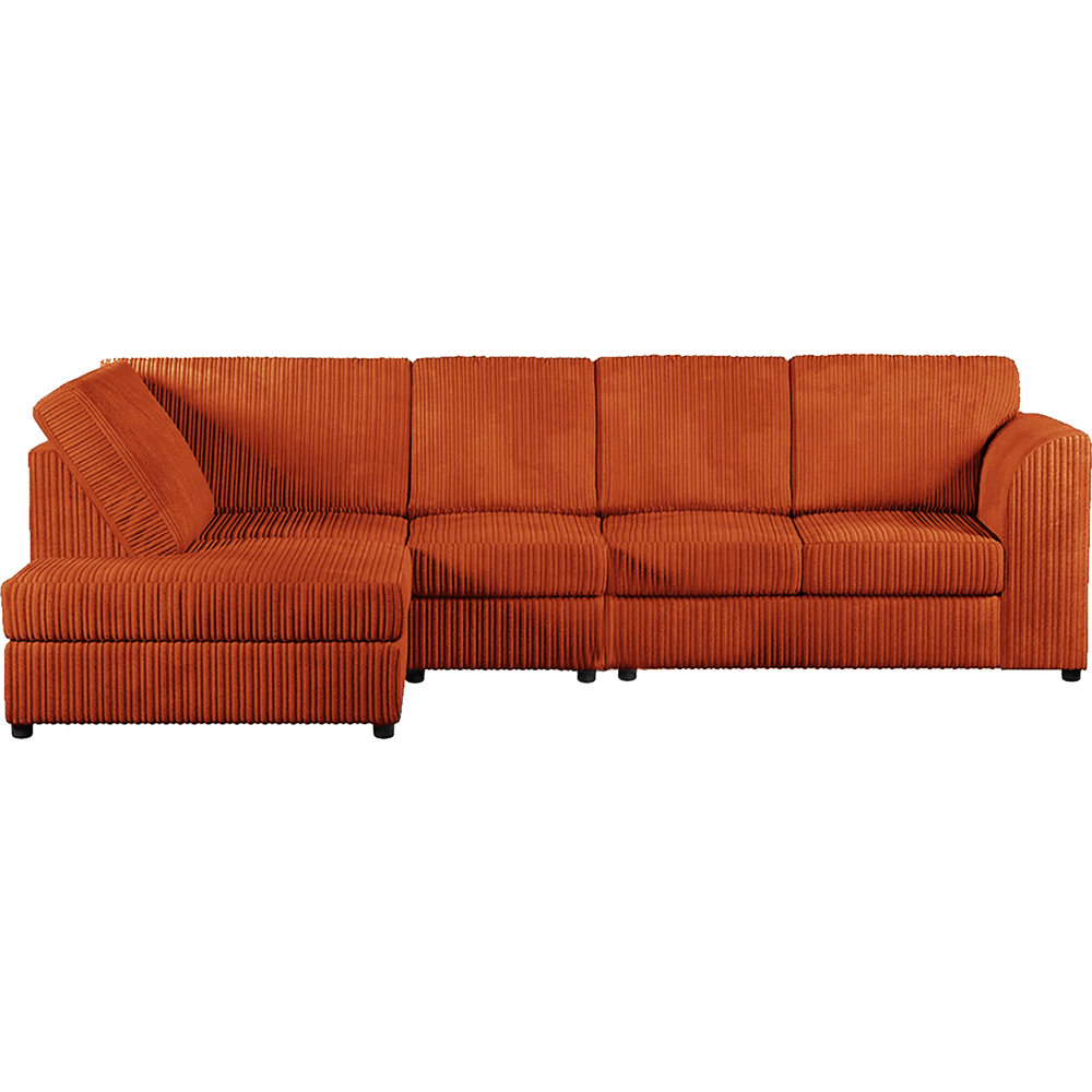 Luxor 4 Seater Orange Jumbo Cord Left Hand Facing Full Back L Shaped Corner Sofa Set Image 2