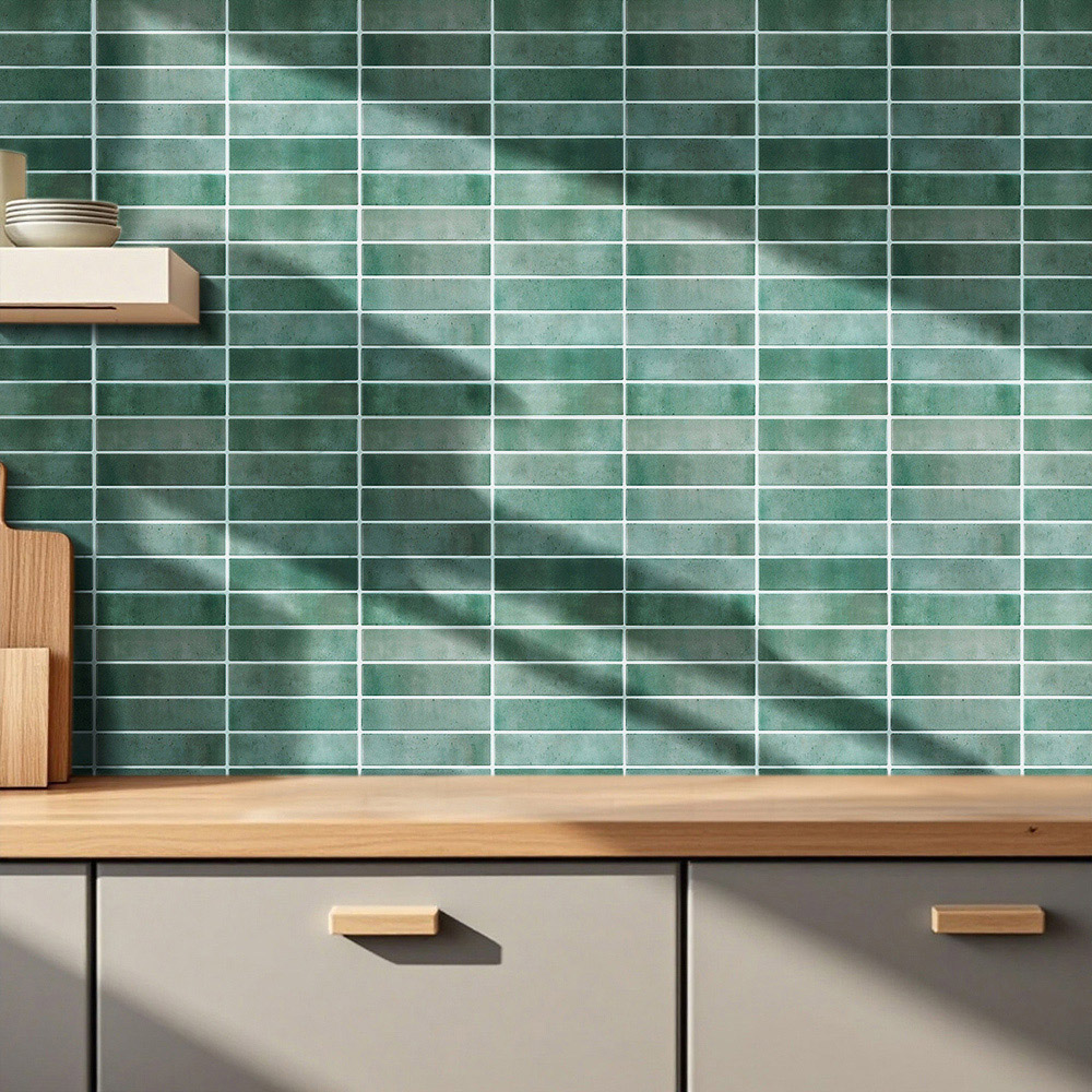 Living and Home Light Green Rectangle Self Adhesive Wall Sticker 10 Pack Image 8