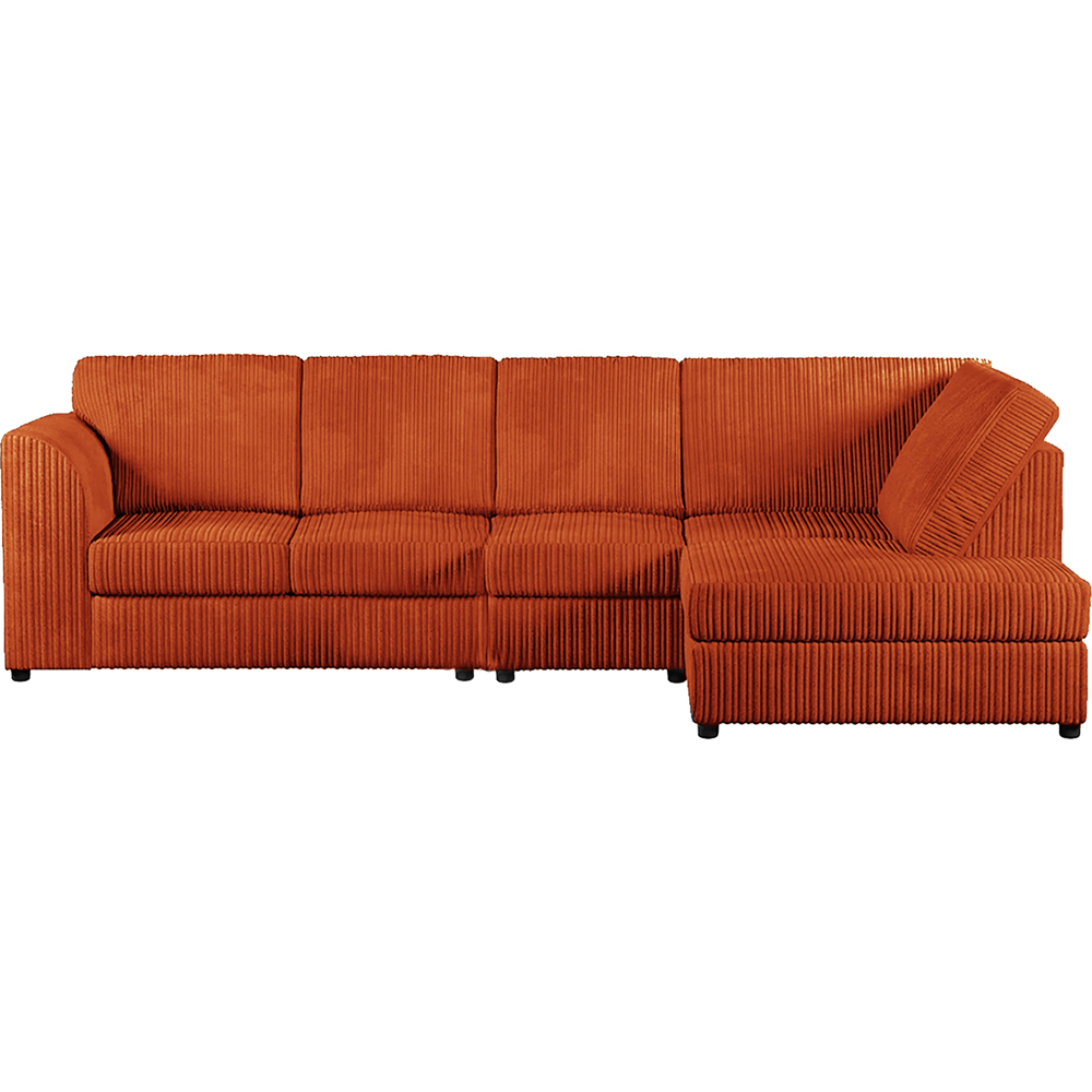 Luxor 4 Seater Orange Jumbo Cord Right Hand Facing Full Back L Shaped Corner Sofa Set Image 2