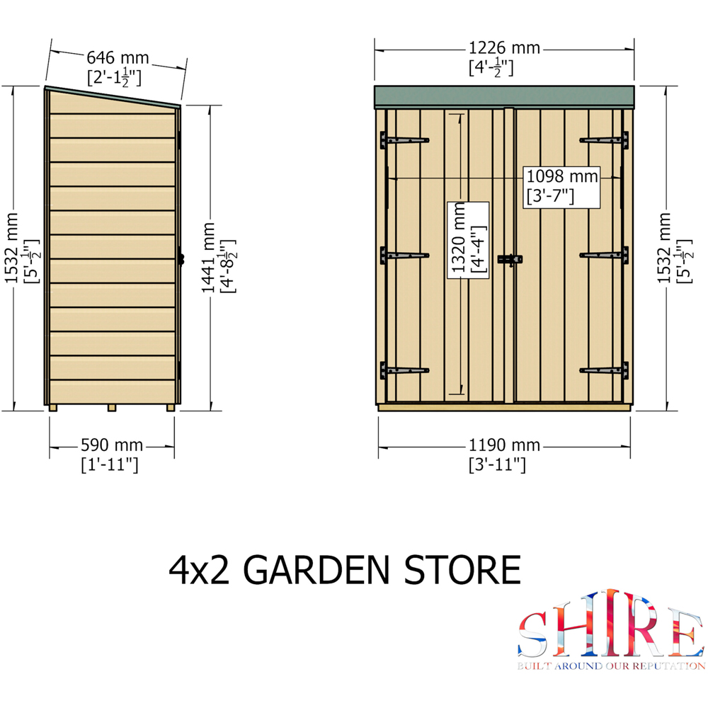 Shire 4 x 2ft Double Door Shiplap Tool Shed Image 7