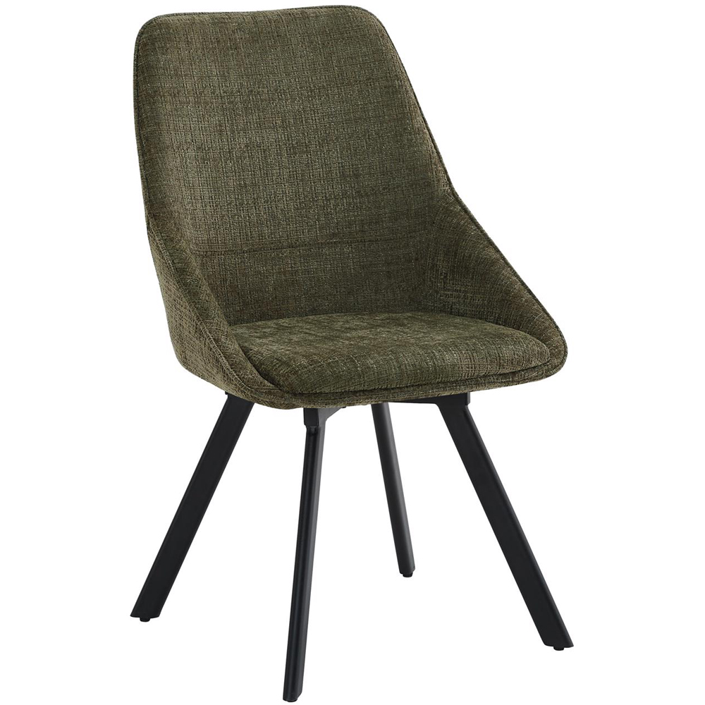 FWStyle Myla Set of 2 Green Chenille Upholstered Swivel Dining Chair Image 2
