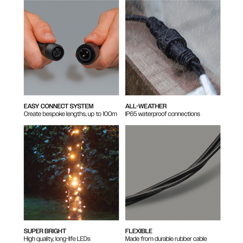 Eagle Connect Gold LED Black String Light 85m Image 6