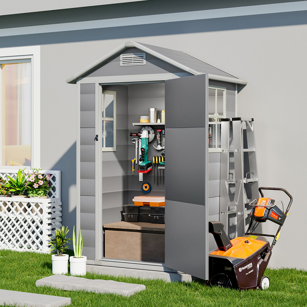 Living and Home 4.3 x 3.3ft Garden Plastic Storage Shed with Window Image 7