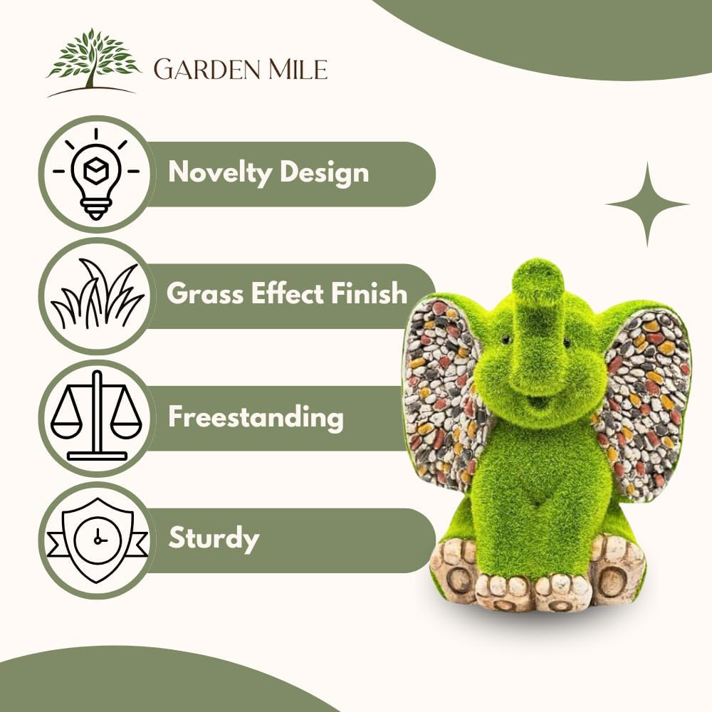 Marco Paul Stone and Grass Effect Resin Elephant Garden Ornament Image 8
